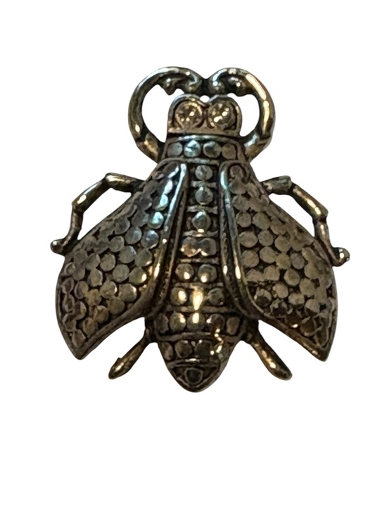 Jewelry - Beetle brooch - silver tone with crystal eyes